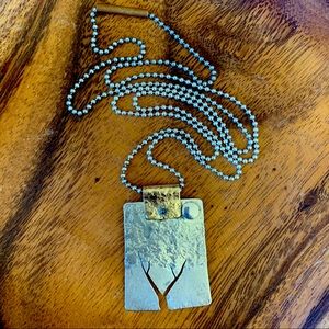 Artisan Primitive Sheet Metal Tree Necklace